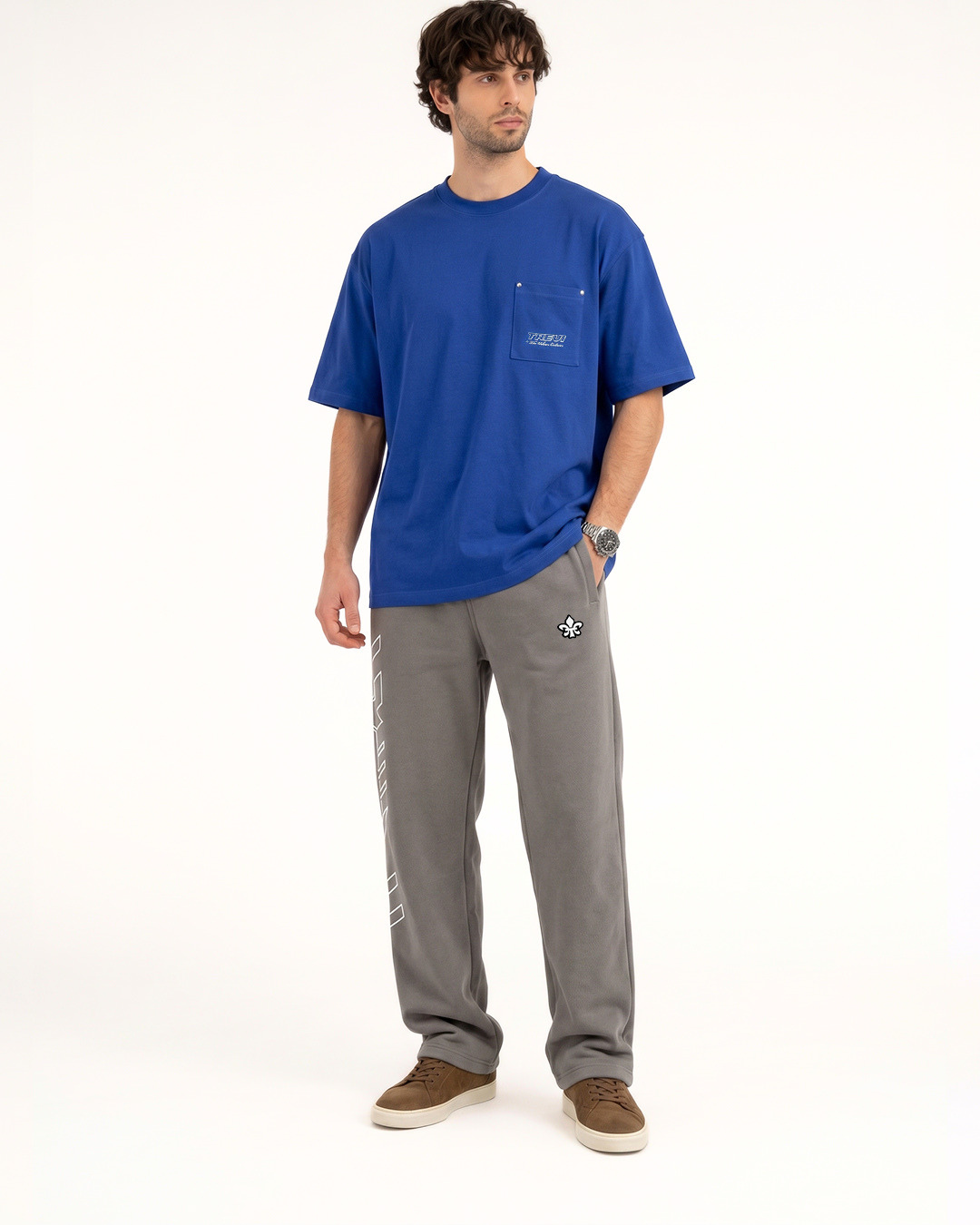 Patterned Sweat Pants                 Grey