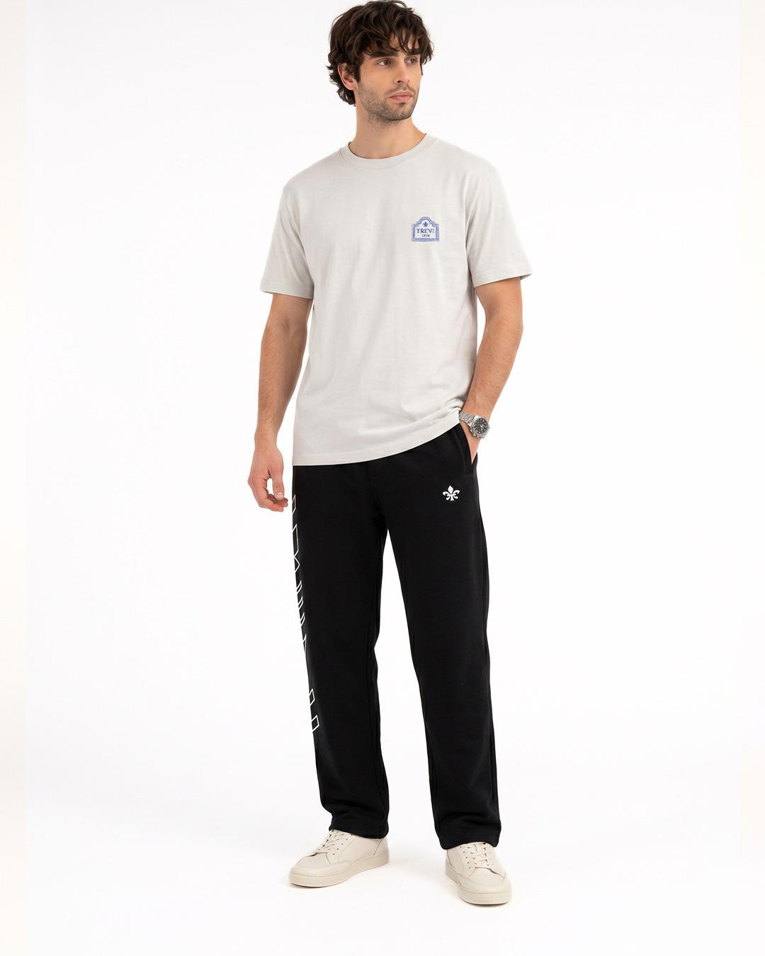 Patterned Sweat Pants                          
Black