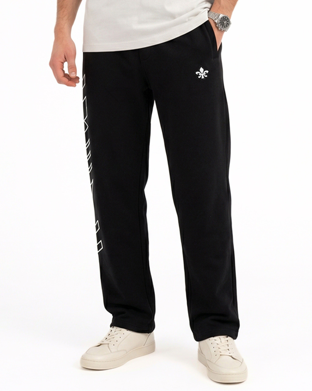 Patterned Sweat Pants                          
Black