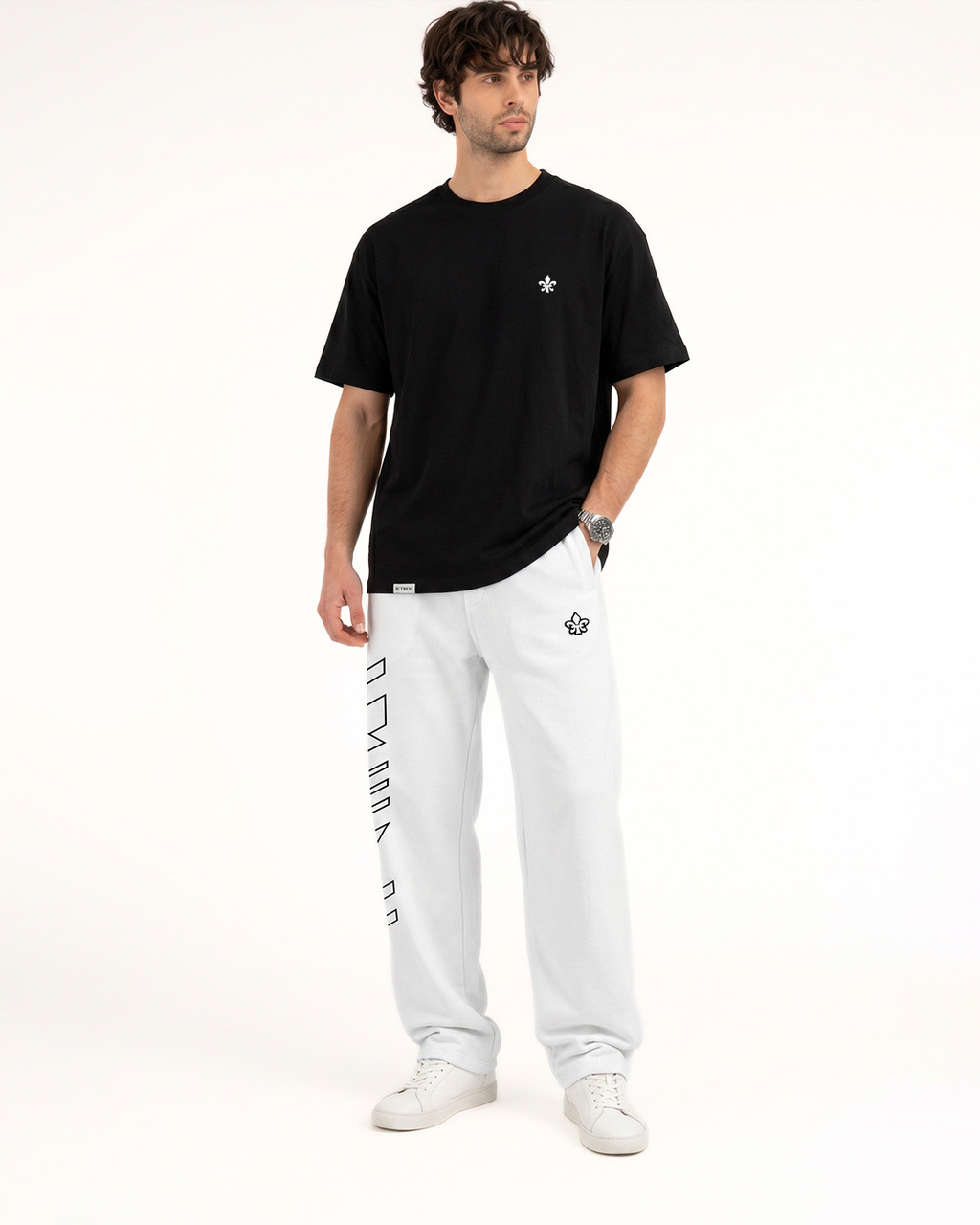 Patterned Sweat Pants                  White