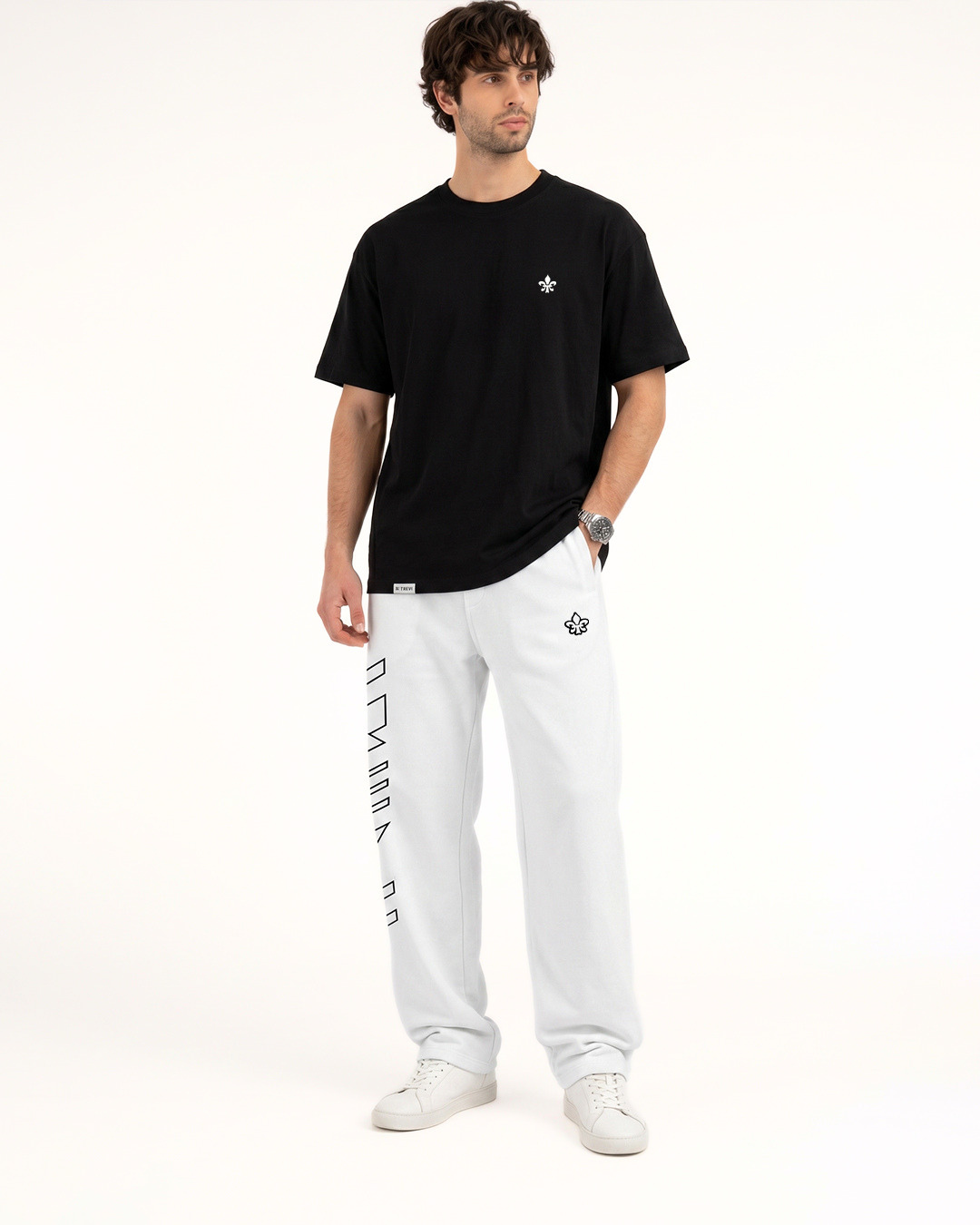 Patterned Sweat Pants                  White