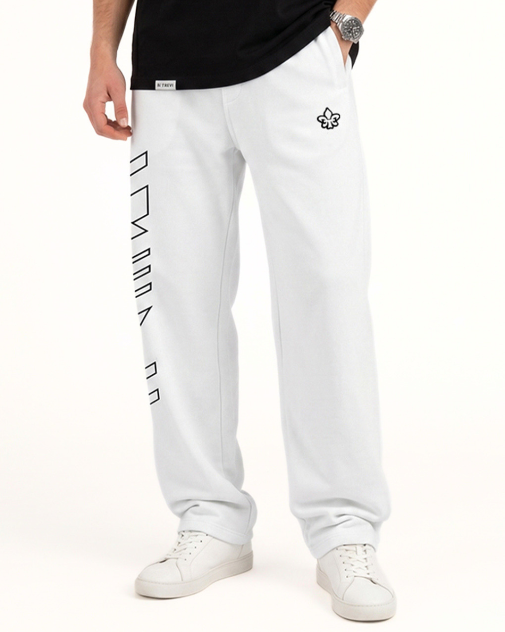 Patterned Sweat Pants                  White