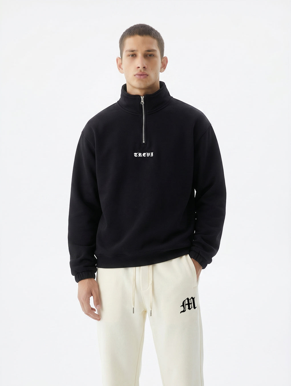 Short Zip Sweater                                                                       Black